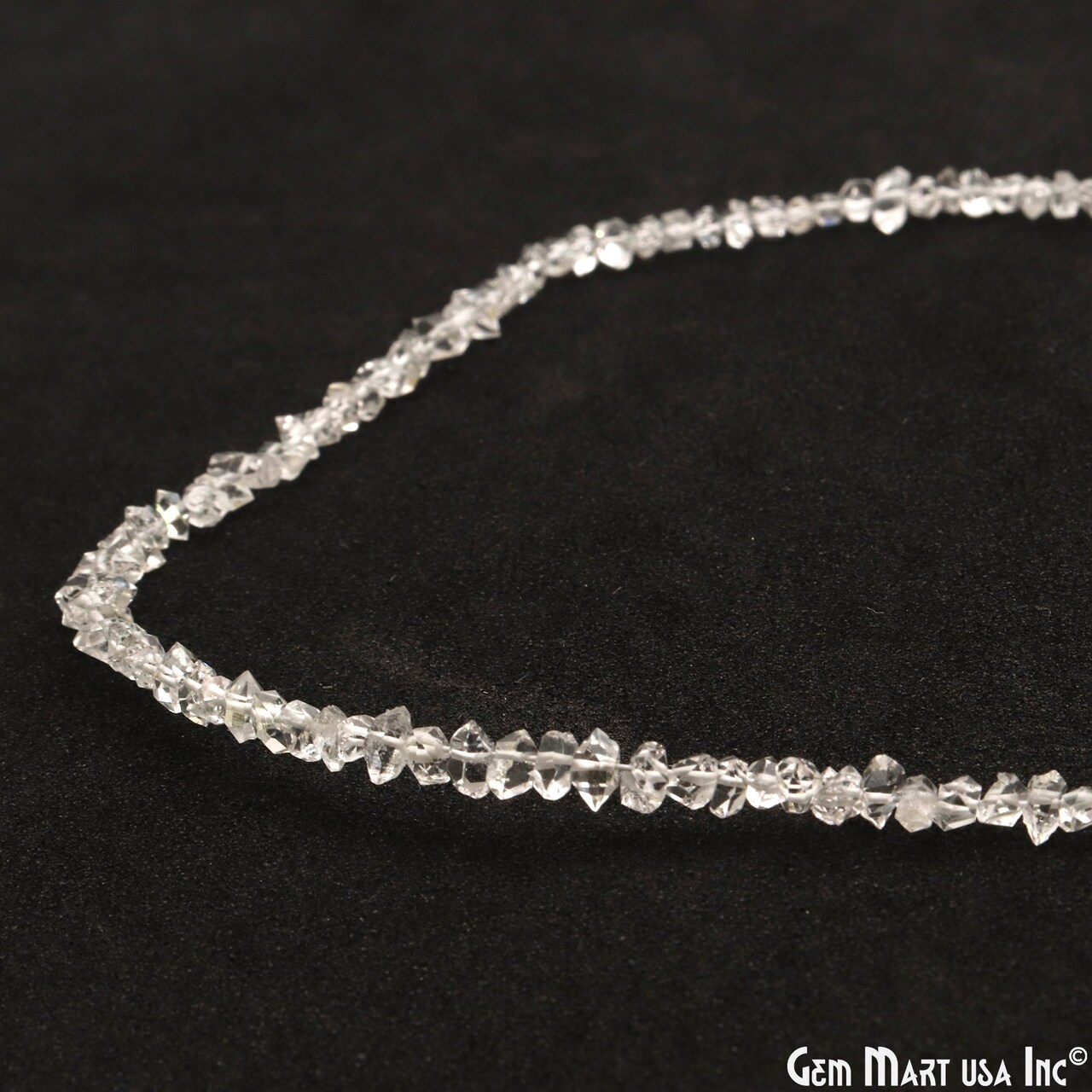 Herkimer Diamond Rough Beads, 16 Inch Gemstone Strands, Drilled Strung Briolette Beads, Free Form, 3-5mm